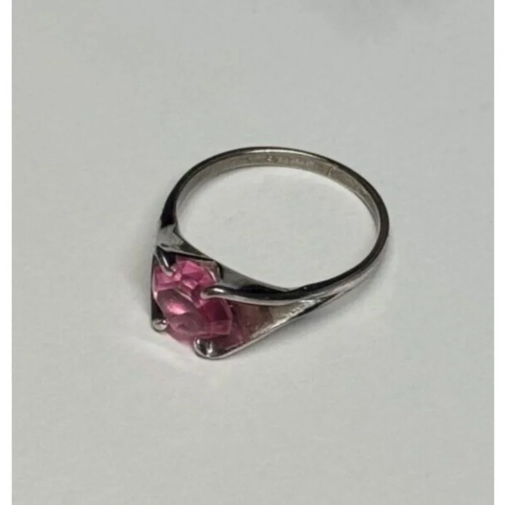 925 STERLING SILVER PINK TOPAZ RING SIZE 5